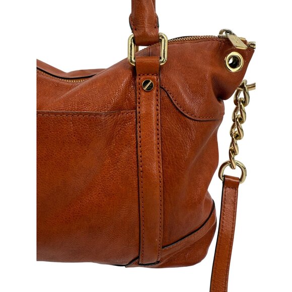 Michael Kors Luxury Burnt Orange Genuine Leather Large Slim Satchel Shoulder Bag - Picture 9 of 16